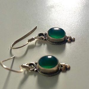 Silver Earrings- Emerald